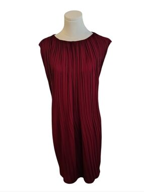 Naked Zebra Burgundy Pleated Mini Loose Fit Dress With Inner Lining Size Small
